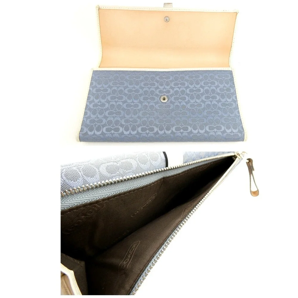 Coach Signature Light Blue Chalk Mini C Trifold Wallet